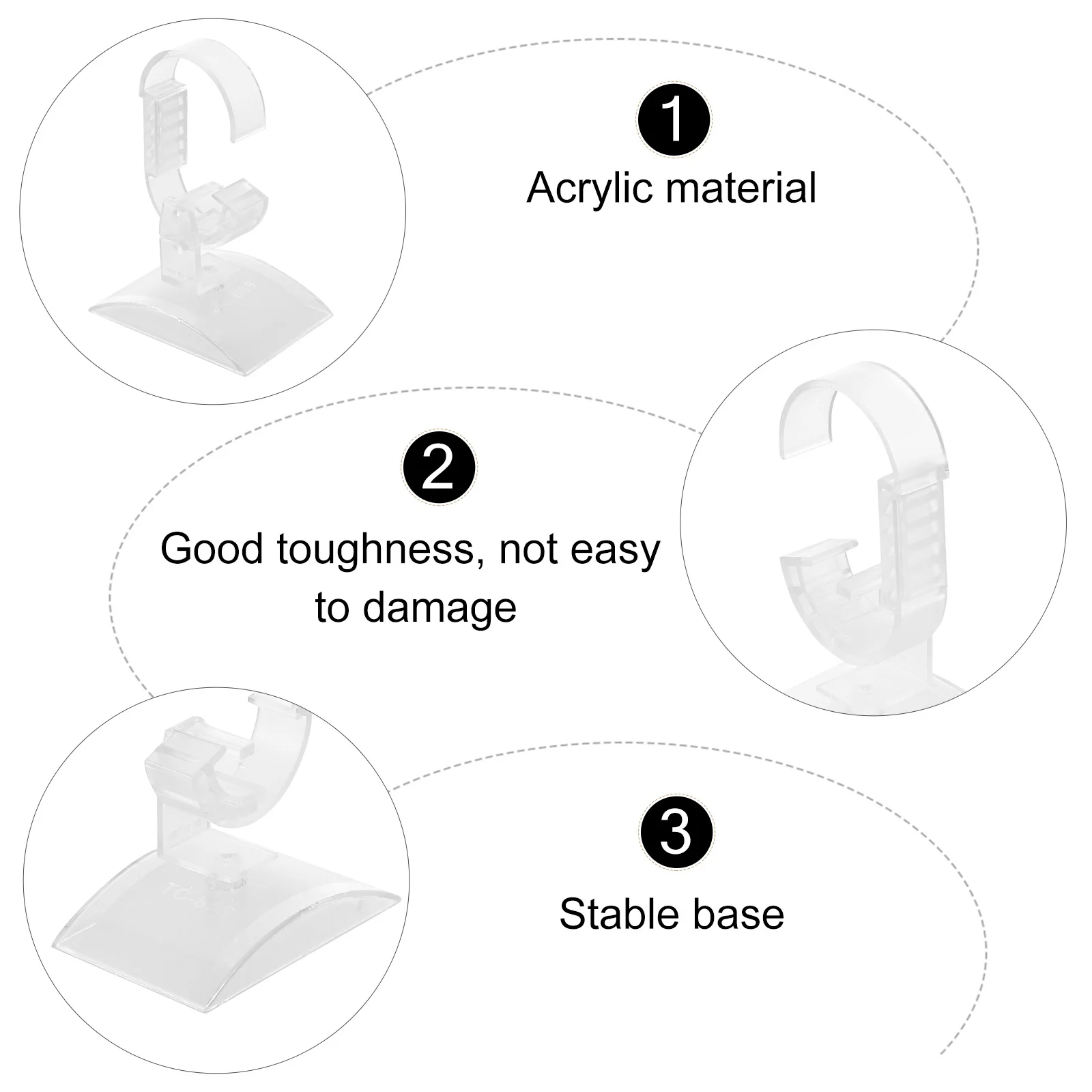 2 قطعة عرض موقف واضح حامل أكريليك قاعدة للرجال النساء ساعة التخزين المنظم معرض المجوهرات حامل ساعة مستقر