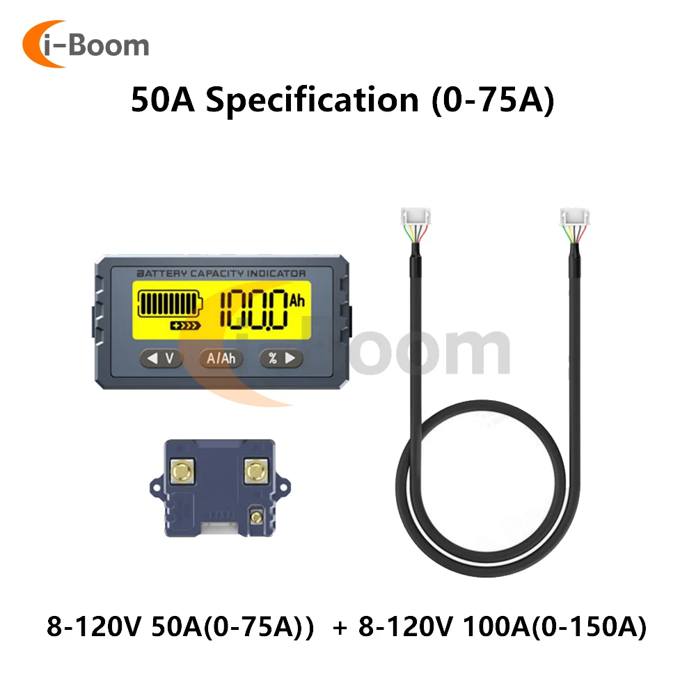 TY23 Battery Tester 8V-120V 50A 100A Coulomb Counter Meter Battery Capacity Indicator Li-ion Lifepo4 Coulometer LCD Voltmeter