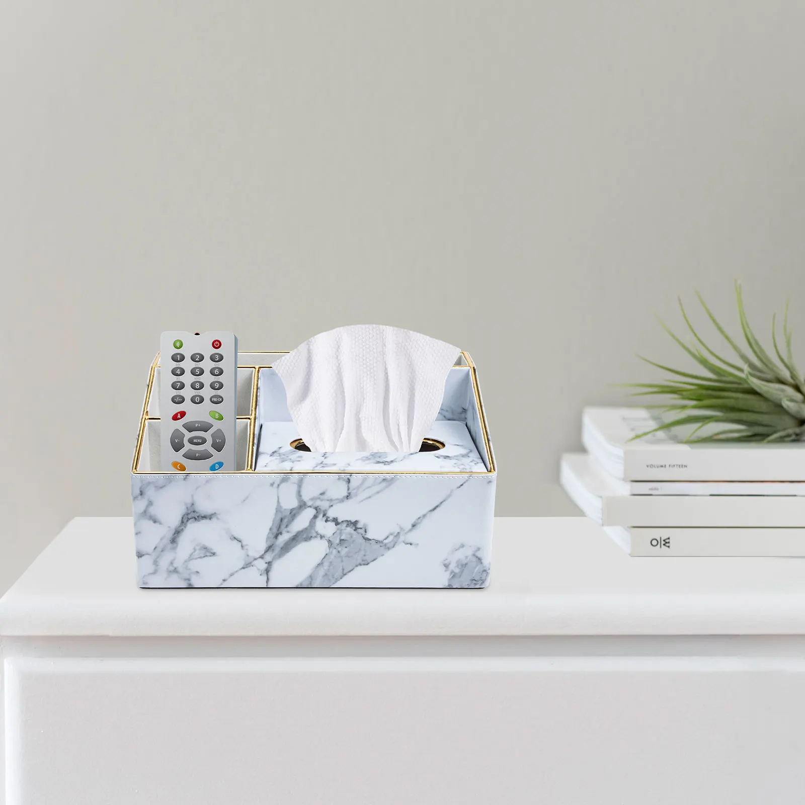 Marmor Muster Pu Lagerung Box Licht Desktop Tissue Fall Multi Grids Fernbedienung Halter Auto Tissue Box Serviette