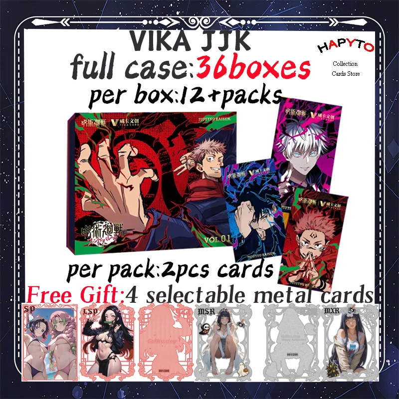 

2025 Newest VIKA Jujutsu Kaisen JJK Colection Cards Booster Box Gojo Satoru Nanami Sukuna Hobby Chrismas Gift