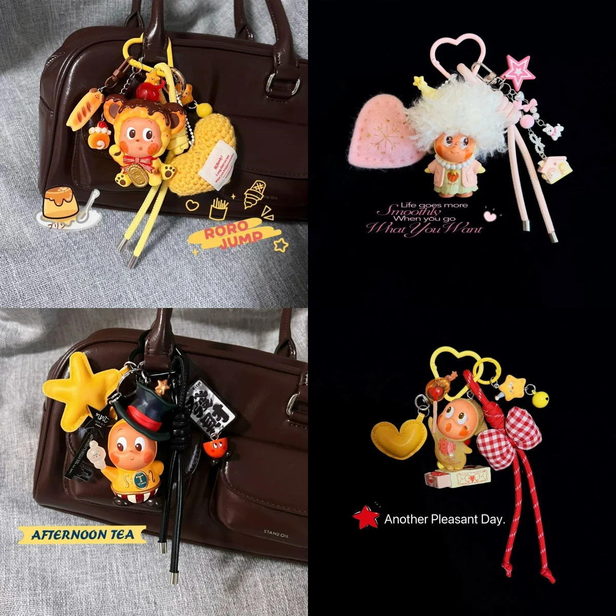 

New Roro Jump Cute Blind Box Diy Portable Bag Charm Car Key Chain Star Figure Dessert Themed Bag Decoration Gift For Girls