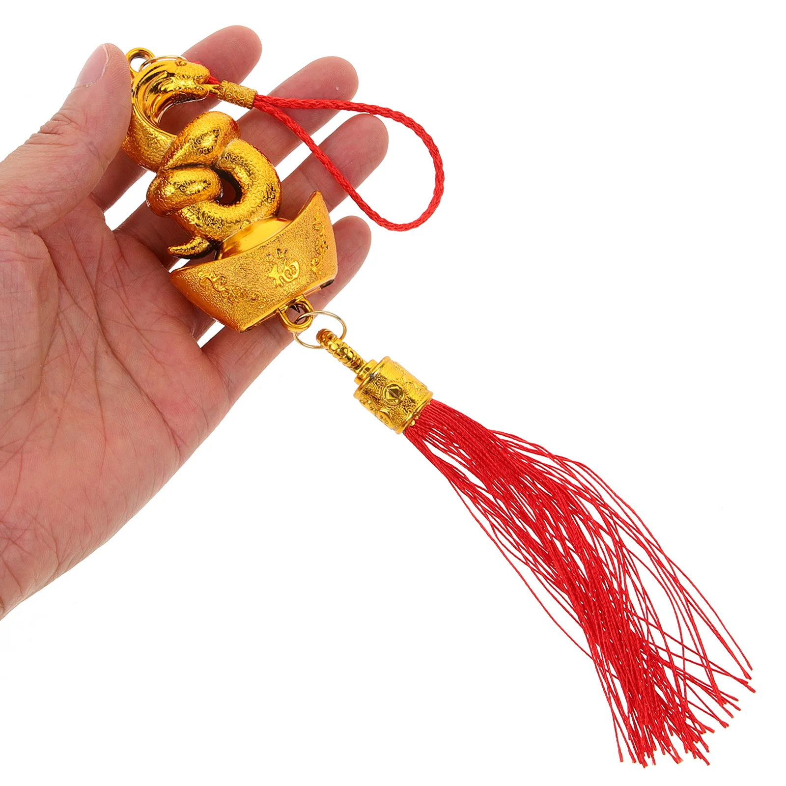 

10Pcs Chinese New Year Snake Pendant Gold Plated Ingots Hanging Ornament for Spring Festival Decor Door Window Tree Car Hanging