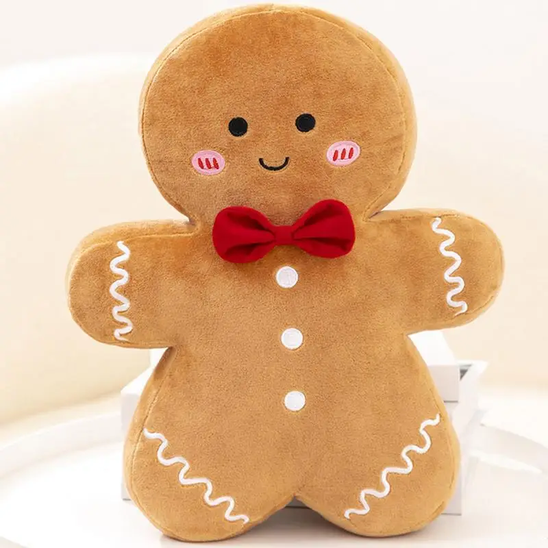 Gingerbread Man House Pillow Soft Plush Gingerbread House Plush Doll Funny XMas Tree Party Decor Doll For Sofa