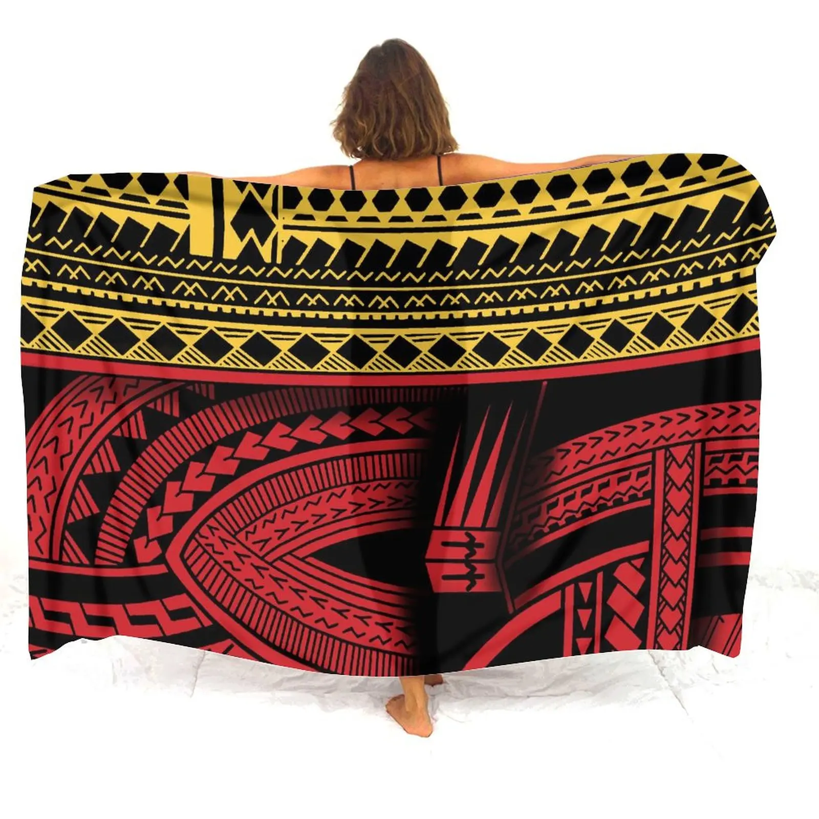 ชายหาดบิกินี่ Art การปรับแต่งพิมพ์ One Piece Sarong Polynesian กระโปรงผู้หญิงผ้าคลุมไหล่วันหยุด Headscarf Elegant Island Sarong