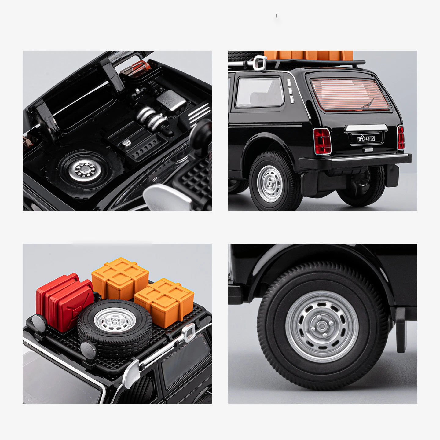 1:24 Russo LADA NIVA VERSIONE WILD Modello di auto in lega Suono e luce Tirare indietro Giocattolo per bambini da collezione Regalo di compleanno
