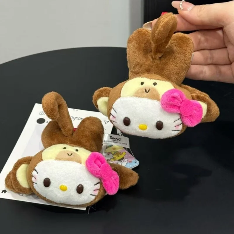Nuevo divertido dibujo animado Hello Kitty Animal Tropical dijes de felpa creativo gatito gato perezoso mono muñeco de peluche colgante llavero de Animal