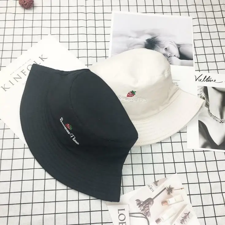 قبعة دلو الفراولة قبعة القطن الصيد Boonie حافة قناع الشمس الصيف التخييم #5