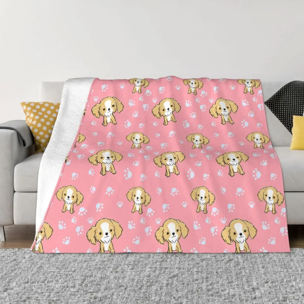 

Cavalier King Charles Spaniel Blanket Fleece Winter Animal Dog Lover Lightweight Throw Blankets for Sofa Outdoor Bedding Throws