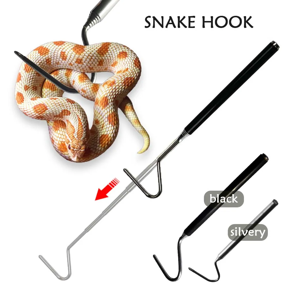 100cm  Retractable Professional Reptile Snake Catching Tool Stainless Steel Snake Hook Safety Reptiles Hook Safe Distance