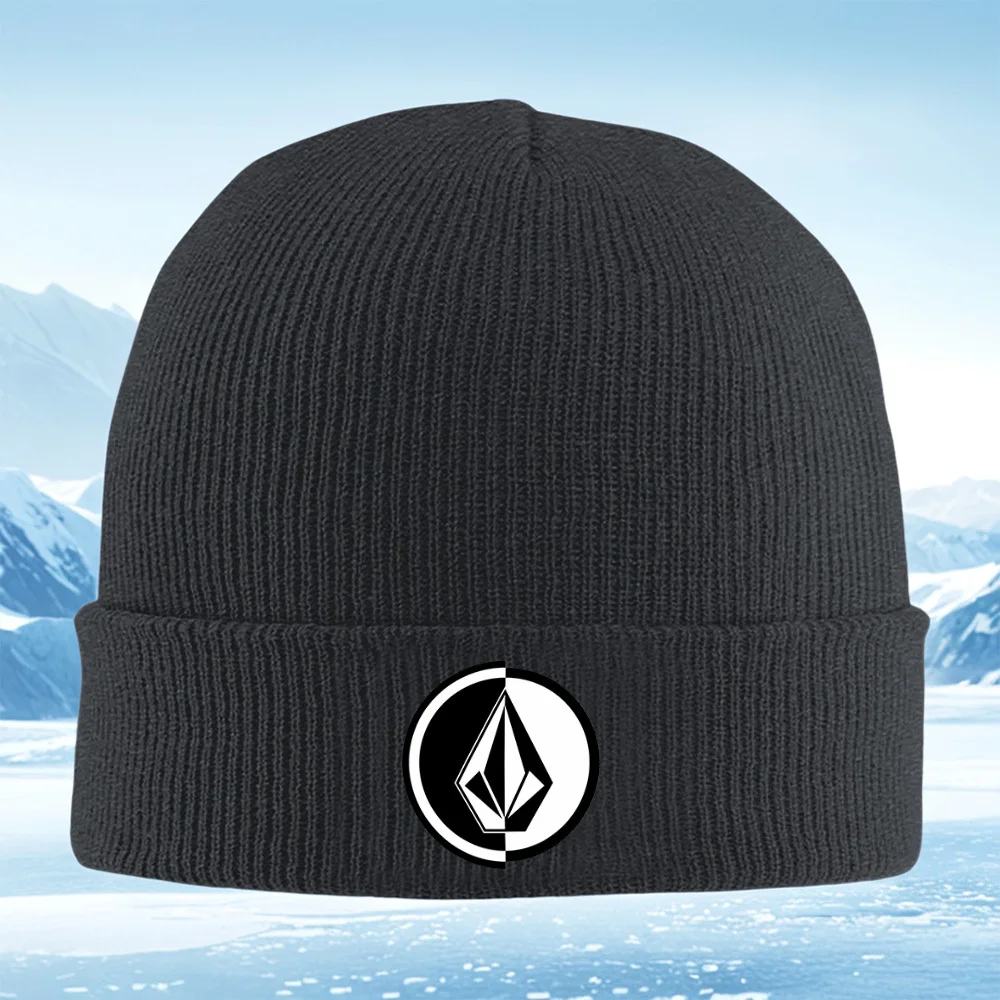 Diamond shape logo inside circle Men Women Unisex Knitted Hat Beanie Pullover Cap Winter Thermal Warm Christmas Outdoor Cycling