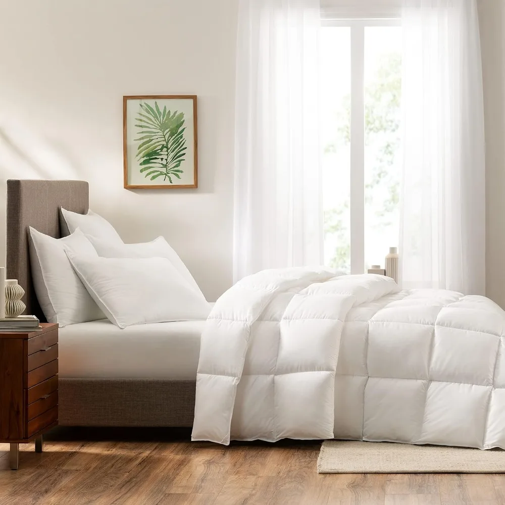 Down Illusion All Season Hypoallergenic Down Alternative Comforter with Corner Loops, King/Cal King, White