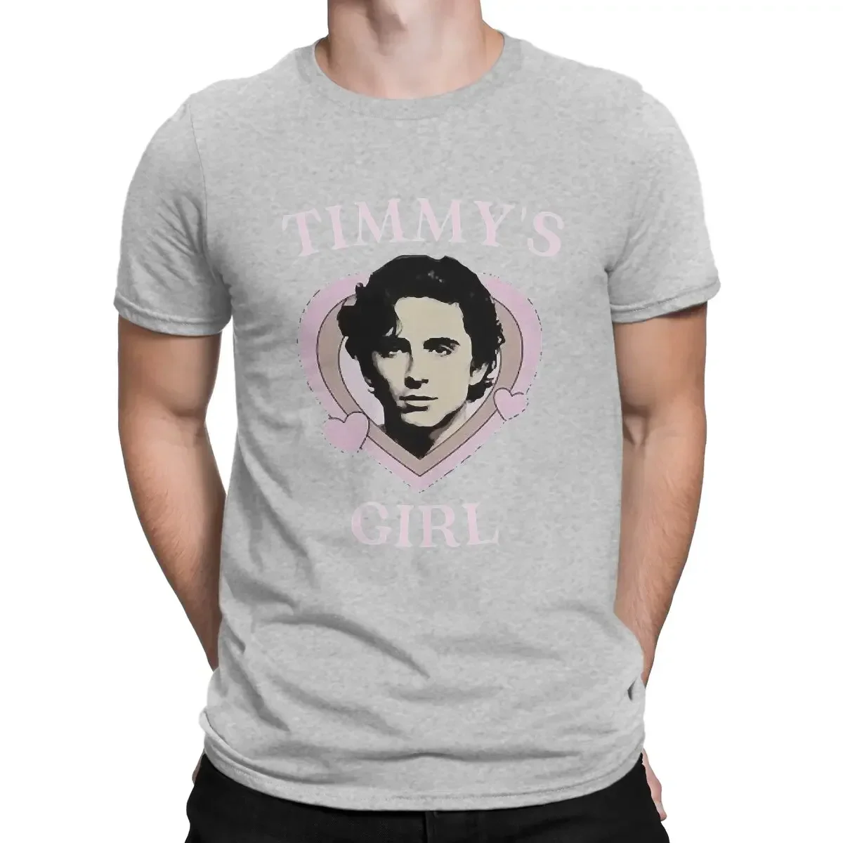 Party Clothes Timmys girl T-Shirts Men American actor Timotee Chalamet Funny Pure Cotton Tees Round Collar Short Sleeve Tshirts