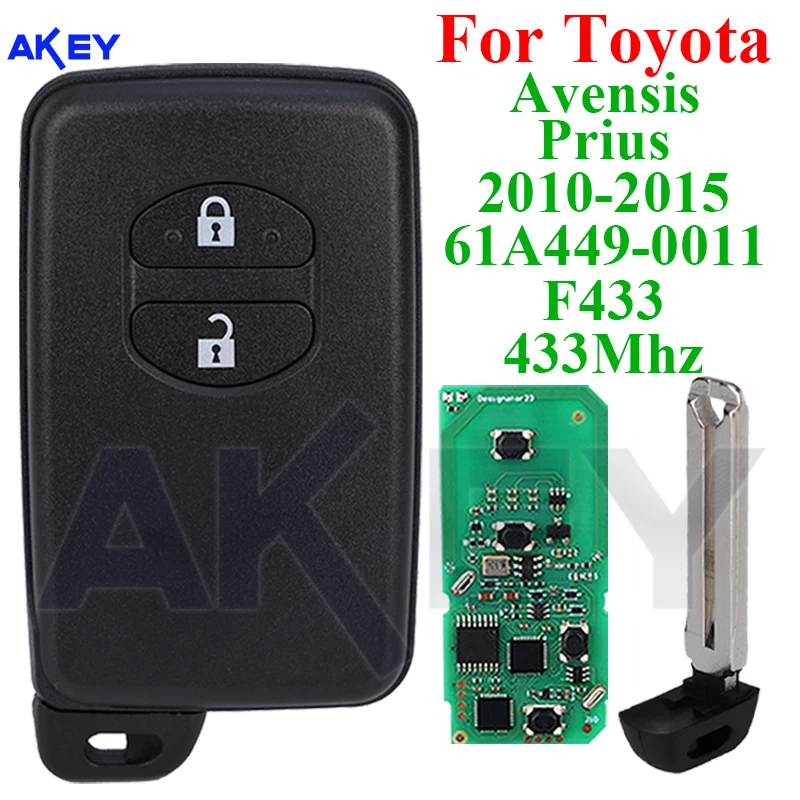 Car Auto Remote Key Fit for Toyota Avensis Prius 2010-2015 Auto Smart Key Fob FSK 433MHZ ID4D Chip 61A449-0011 F433 B74EA B75EA