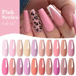 MEET ACROSS 7.3ml Pink Series Gel Nail Polish Vernis Summer Simple Nude Red Semi Permanent UV Gel Nail Art Varnish For Nails