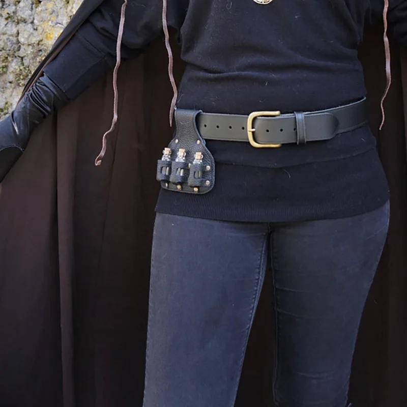 Steampunk LARP Potion Vials Pouch Leather Elixir Holder Witch Kit Alchemist Accessory