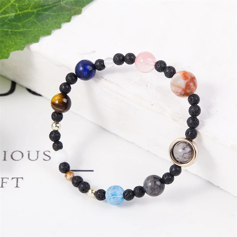 eight planets bead bracelet Galaxy Solar System Bracelet Men Universe Nine Planets Natural Stone Stars Earth Moon Bracelets Fash