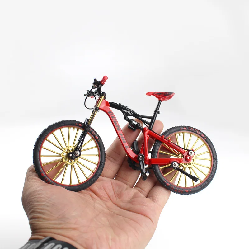 1:10 Mini modello di bicicletta in lega pressofuso in metallo dito da corsa Mountain Bike piegato giocattoli da ciclismo per bambini B359