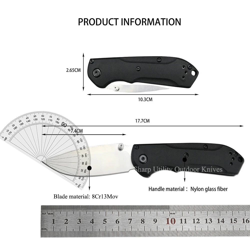 8 Colors BM Mini 565 EDC Knife Outdoor Survival Folding Knife Nylon Fiber Handle Pocketknives Hunting Camping Jackknife