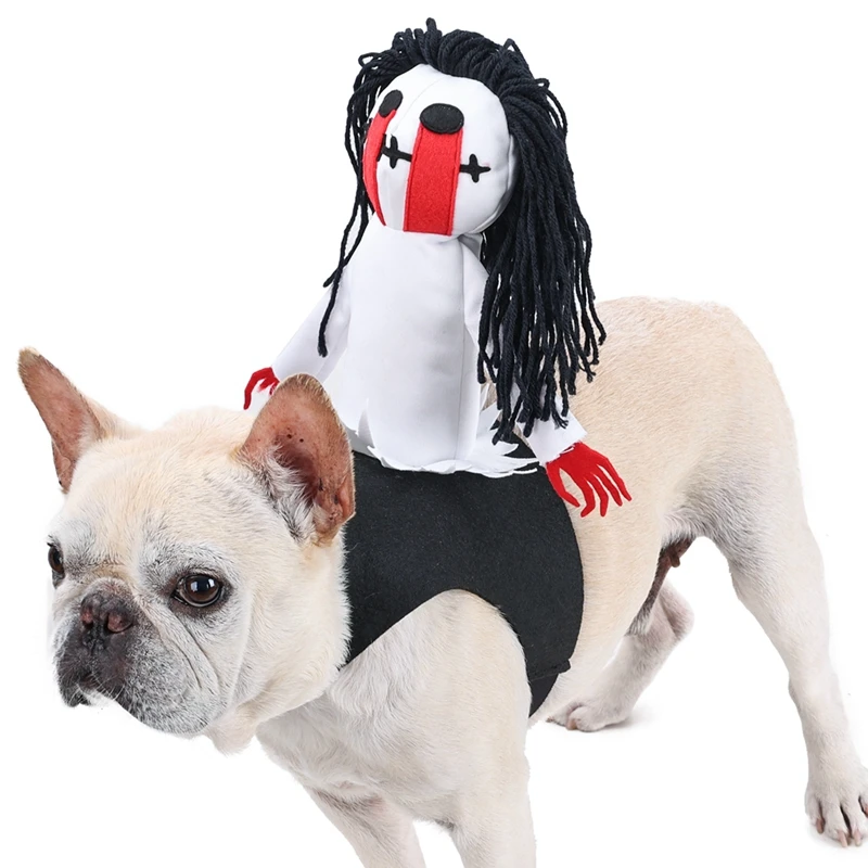 Halloween Dog Costume Funny Knight Sadako Ghost Outfit Knight Style Dog Cosplay Costume Sets Pet Clothing For Bulldog Dogs Coat