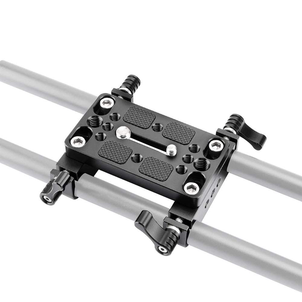 KIMRIG Camera Mounting Plate Tripod Mounting Base Plate With 15mm Rod Clamp Railblock For Rod Support / Dslr Rig Cage