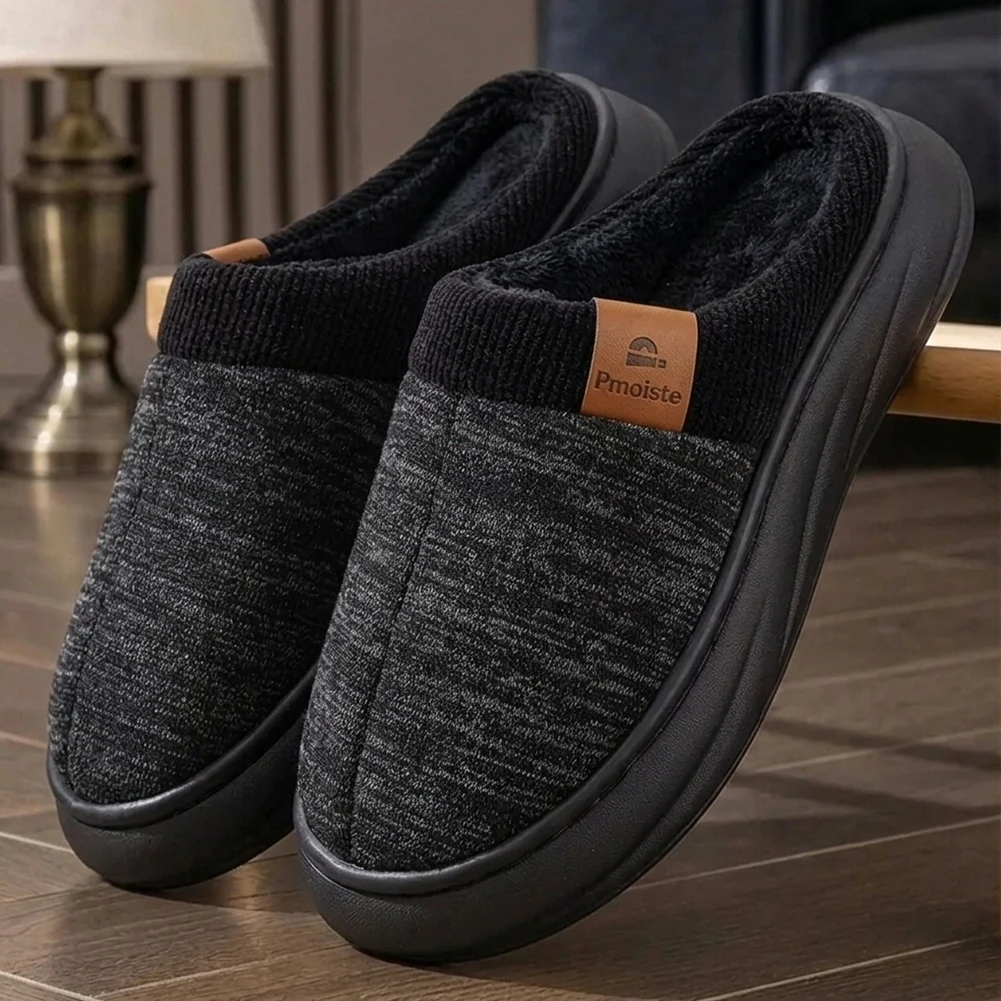 Herren-Hausschuhe mit breitem Fußgewölbeunterstützungsprofil, EVA-Spleiß-Strickdesign, weich und bequem, mit Memory-Schaum-Polsterung, für den Innenbereich. – Detail 2