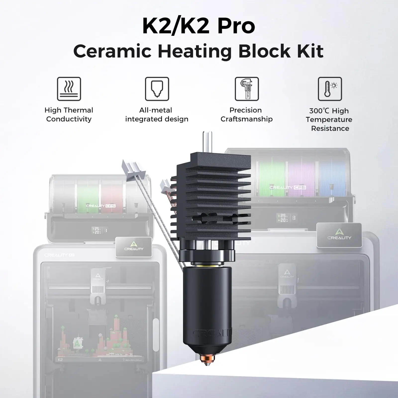 Creality K2/K2 Pro Combo Ceramic Heating Block Upgrade Hotend Quick-swap Nozzle Kit All-Metal Integrated Extruder Hot end