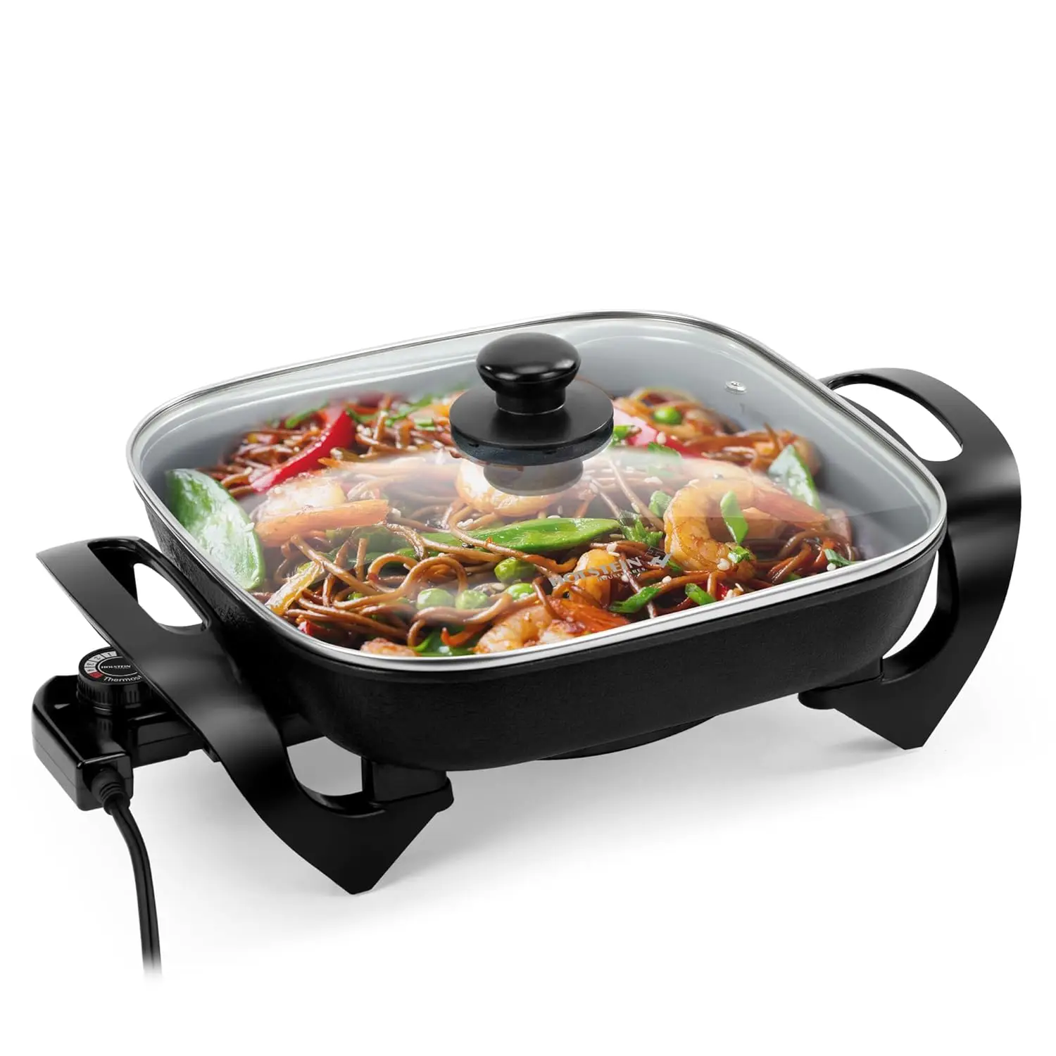 

12-Inch Electric Skillet, 1400W, Adjustable Temp, PFOA-Free Non-Stick, Cool-Touch Handles, Black