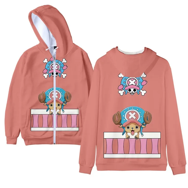 Tony Tony Chopper Anime One Piece 3D Hoodie Cosplay Costume Zipper Hoodie Casual Pullover Tops Men 2023 Boys Girls