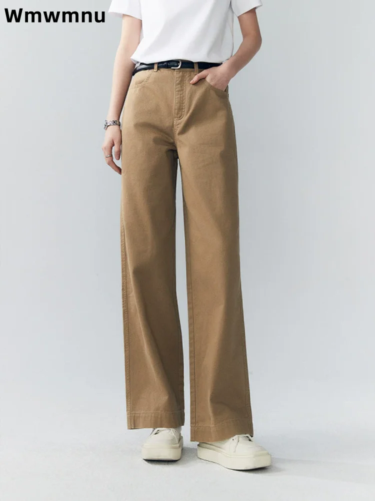 

Модные джинсы до щиколотки с высокой талией, винтажные офисные прямые брюки-карго, корейские женские повседневные мешковатые брюки