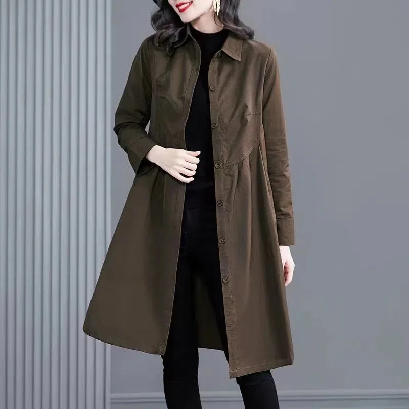 

Medium length Windbreaker Women 2023 Spring Autumn New Fashion Slim Thin Outwear All-match Loose Casual Female Trench Coats