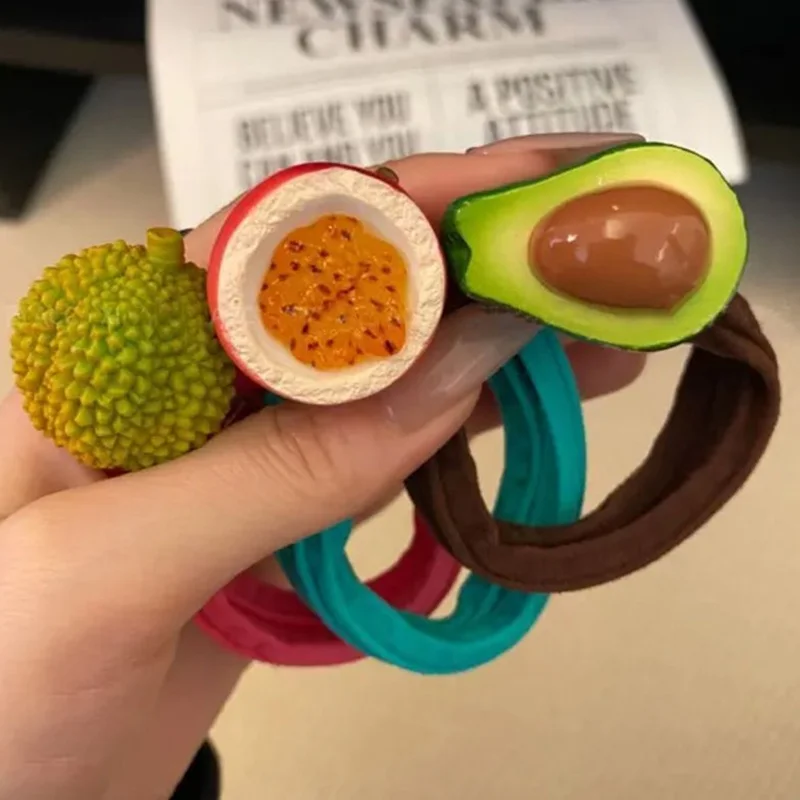 

New Fruit Elasticity Ponytail Hair Tie Rubber Hair Rope Headband Cute Funny Rubber Band Fabric Hair Accessories for Women Girls