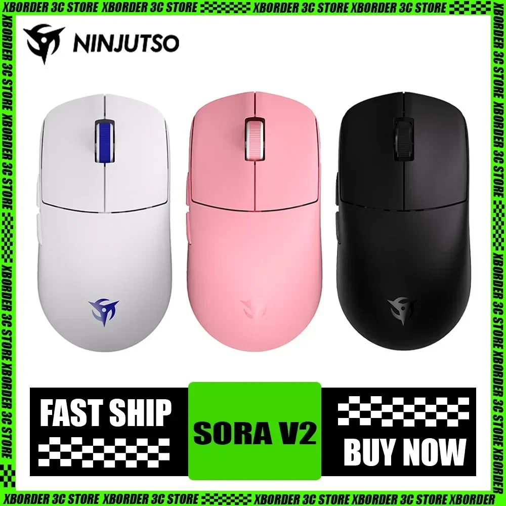 Ninjutso Sora V2 Wireless Mouse 8k Return Paw3395 Sensor Dual Mode Fps Gaming Mouse E-Sports Lightweight Game Mice Pc Gamer Gift