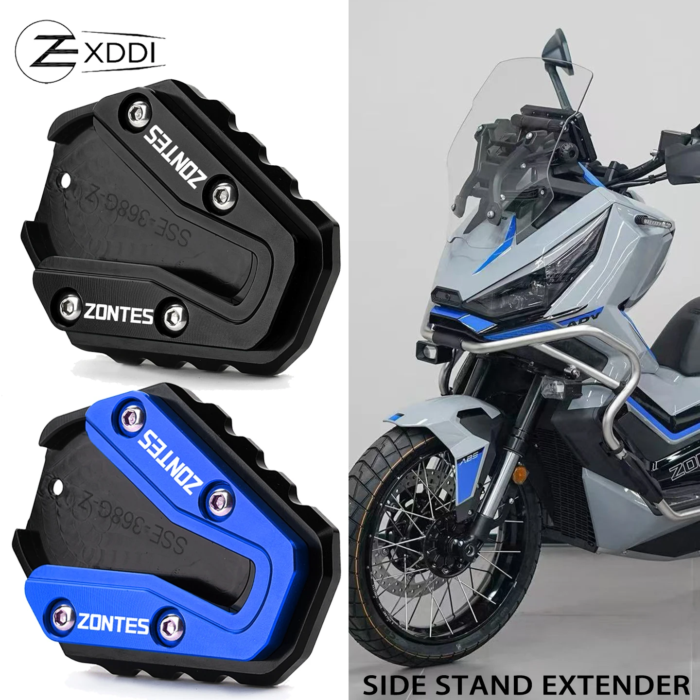 

For ZONTES 368G 501G 368K 368E 368 G 2024 2025 2026 CNC Aluminum Motorcycle Kickstand Side Stand Extension Pad Enlarger Plate
