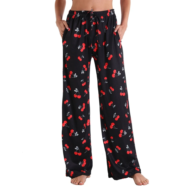 

Women's Cherry Print Sleeping Pants Plus Size Long Trousers In Various Patterns Available Soft Comfortable Sleepwear Loungewear