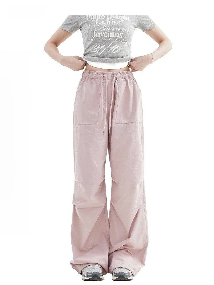 

Брюки XFX в американском ретро-стиле, с высокой талией, свободные, прямые, с складками, рабочие, женские, в стиле «Spicy Girl», облегающие, широкие, в пол