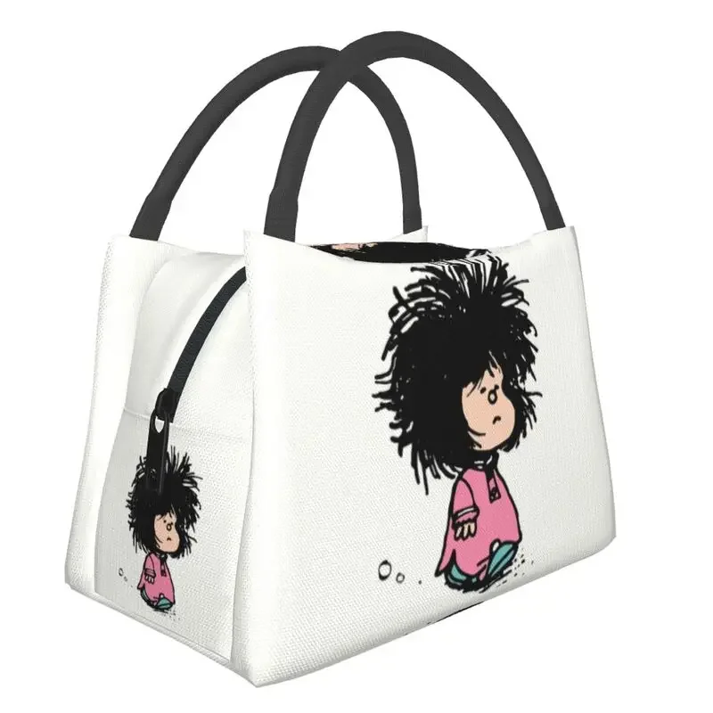 Humor Manga Mafalda Insulated Lunch Bag for School Office Quino Argentina Cartoon Resuable Thermal Cooler Lunch Box Women