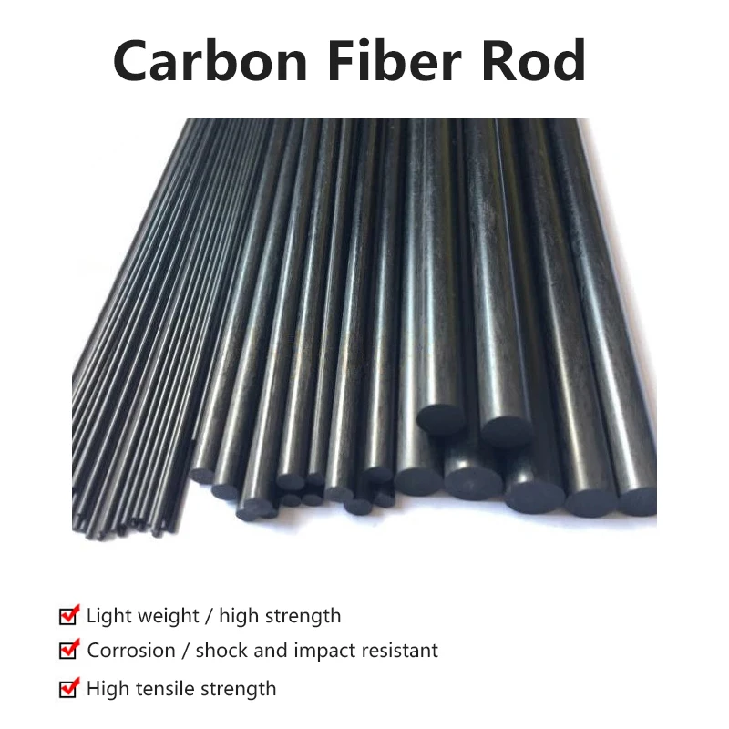 2pcs length 500mm Carbon Fiber Rods For RC Airplane Matte Pole 2mm 1mm 1.5mm 2.5mm 3mm 4mm 5mm 6mm 7mm 8mm 10mm 11mm 12mm