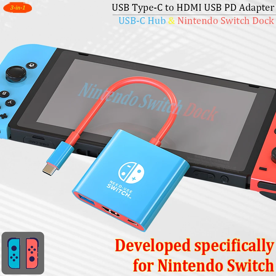 

USB-C HUB Док-станция для Nintendo Switch Док-станция Steam Deck Адаптер Type-C на HDMI/USB/PD Док-станция для ноутбука