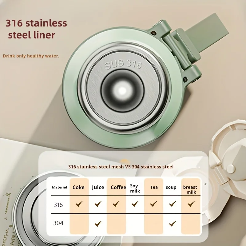 زجاجة مياه معزولة من الفولاذ المقاوم للصدأ 316 مع كوب قارورة مفرغة محمولة للأنشطة الخارجية بهلوان محمول يحافظ على بارد 24 ساعة