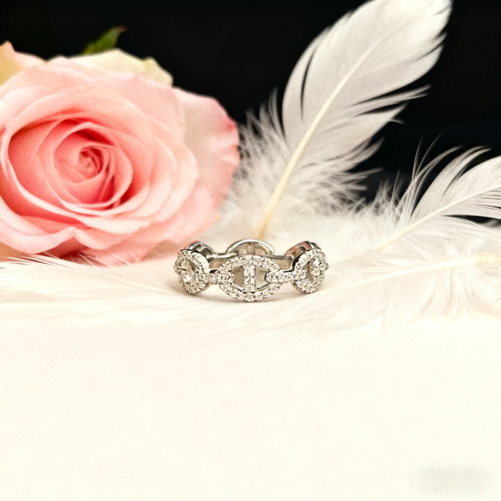 

Premium Jewelry Couple Chain Ring Silver-White Wedding Ring Holiday Gift