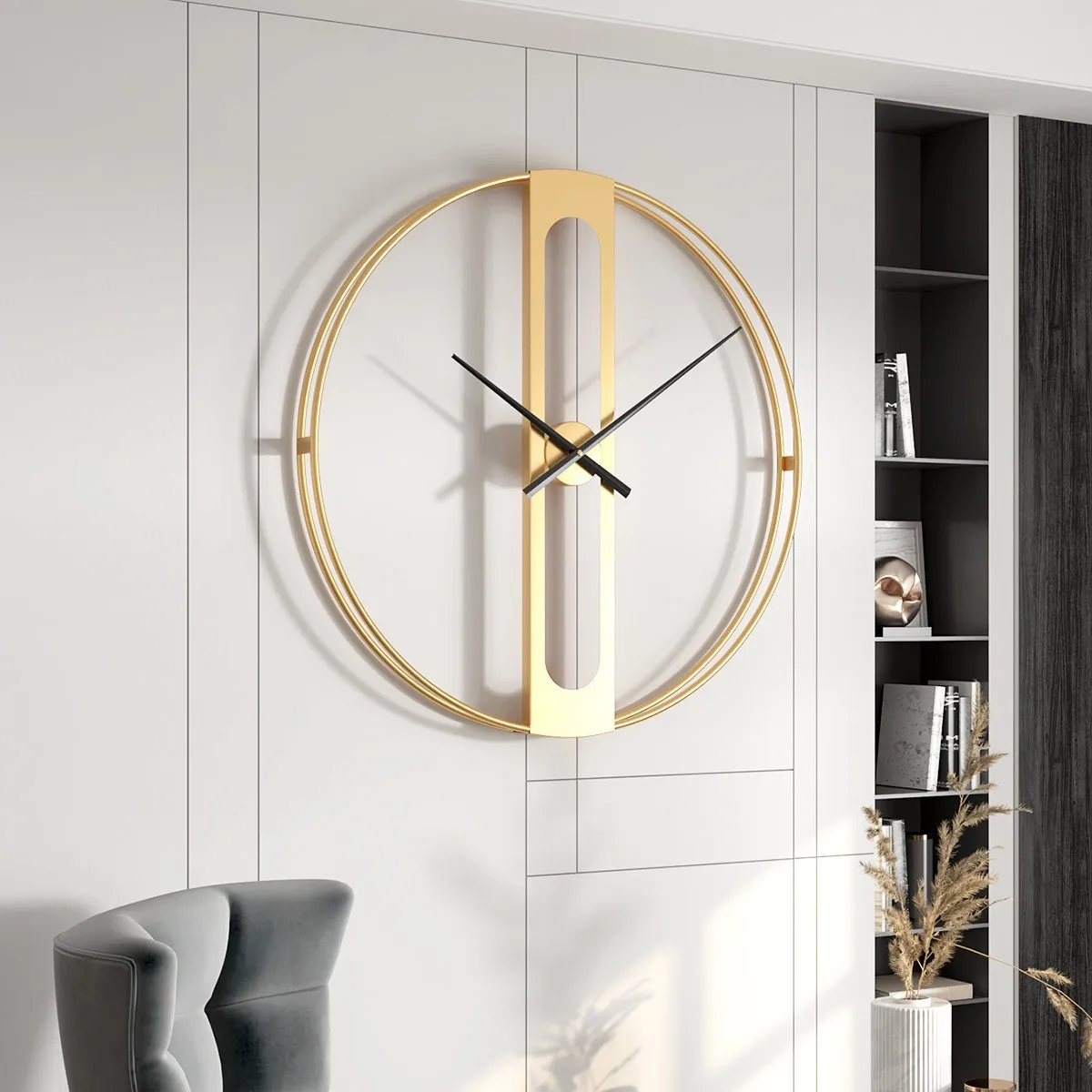 

European silent wall clock living room room study creative clock metal wrought iron clock fashionable decorative wall cloc