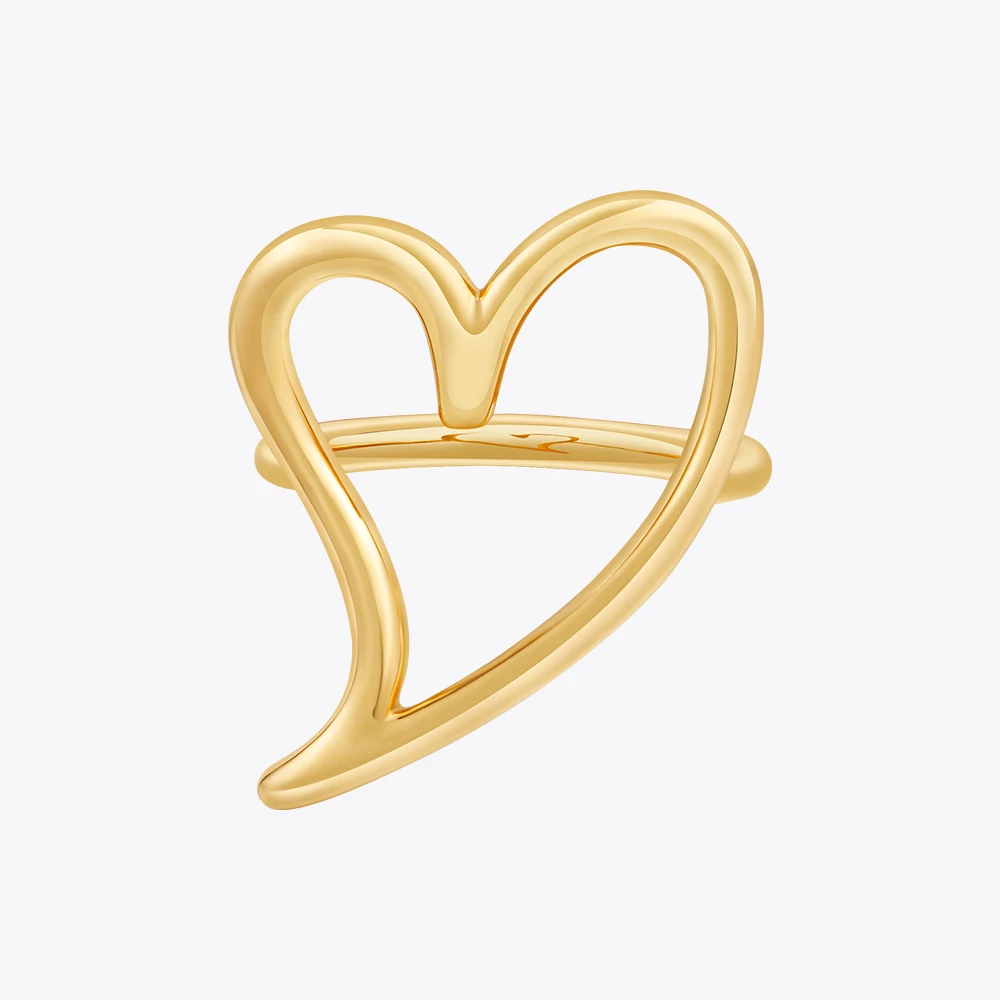 

ENFASHION Cutout Heart Ring For Women Anillos Mujer Gold Color 18K Plated Fashion Jewelry Rings Simple Office Dropship R234208