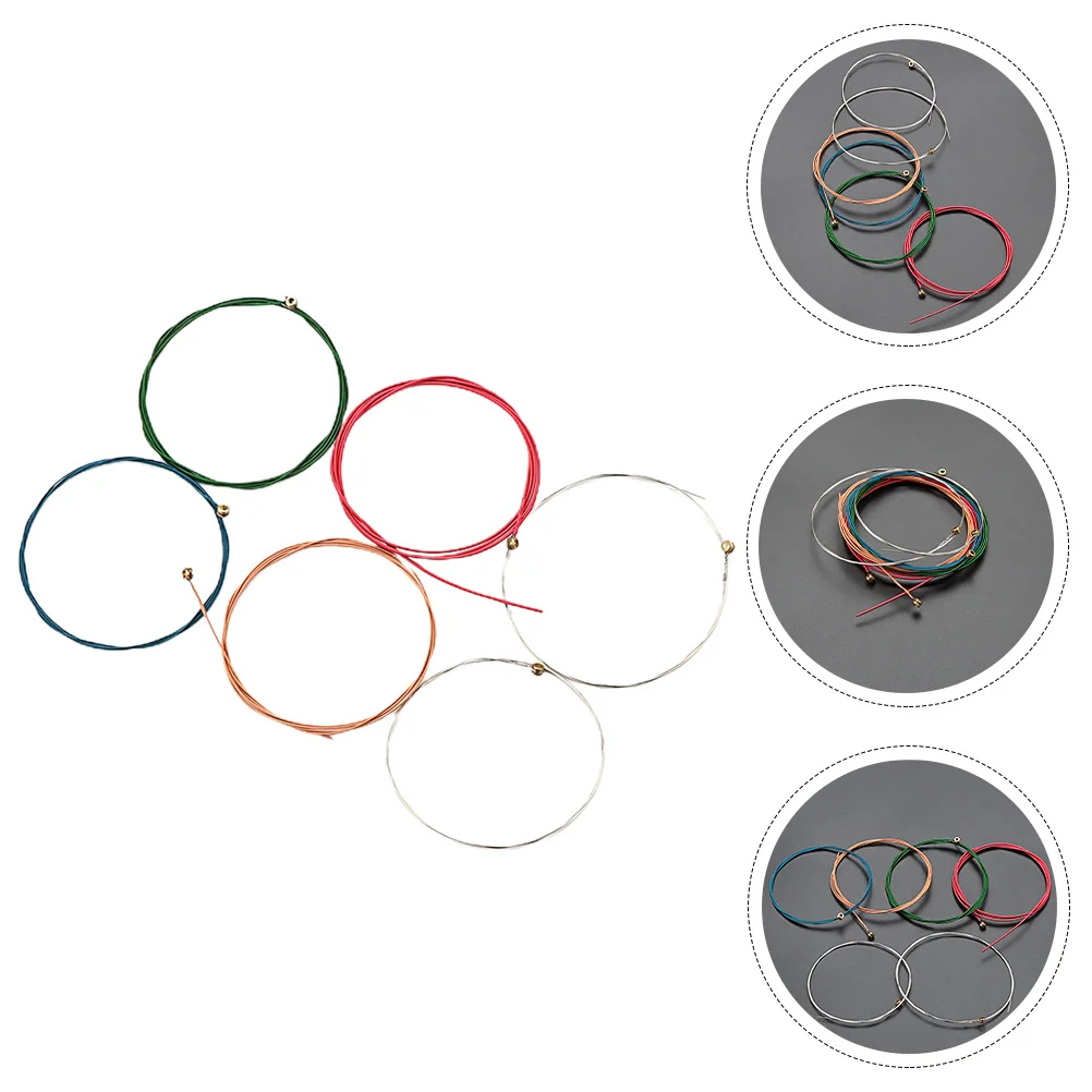 

6 Pcs Steel Guitar Strings Acoustic Replacement Strong Clear Sound Resonant Professional Metal Stringed Instrument