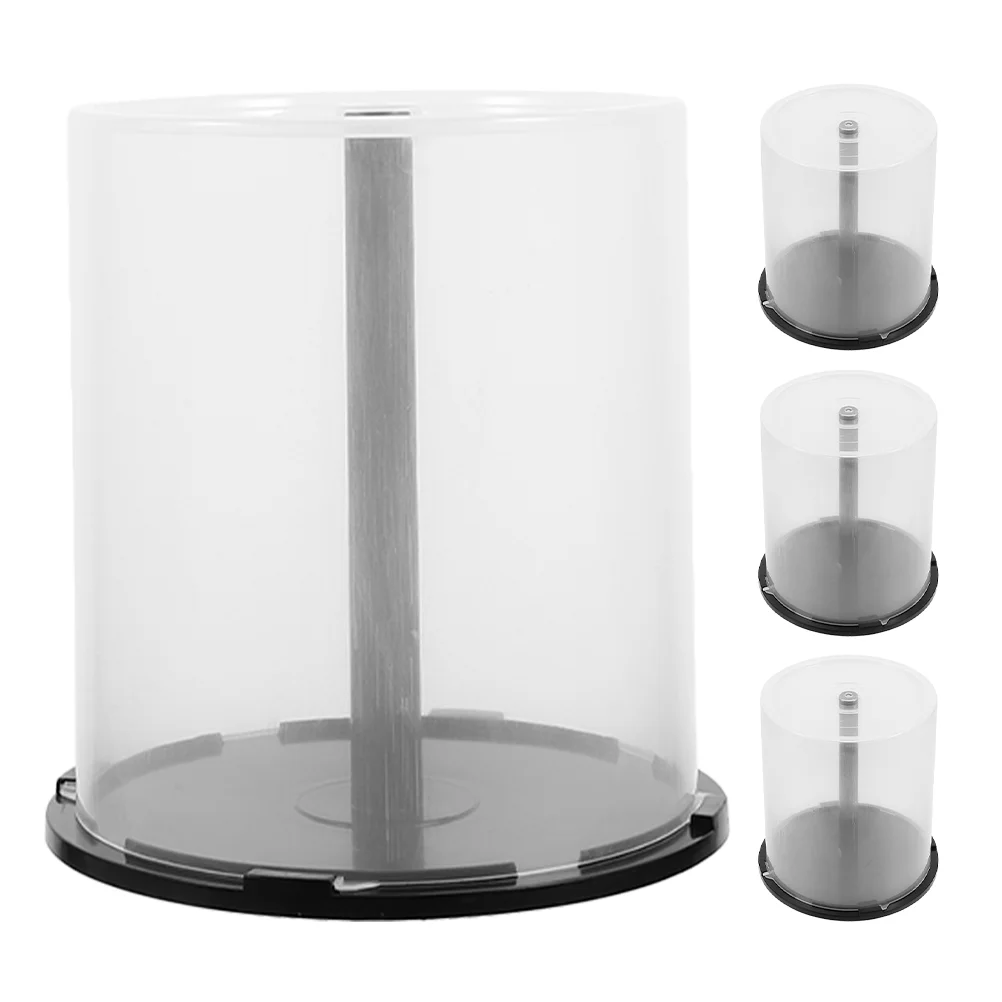 Contenedor de almacenamiento de CD, contenedor de Dvd, cubo para Dvds con soporte de husillo negro, caja de plástico, estante vacío, 4 Uds.