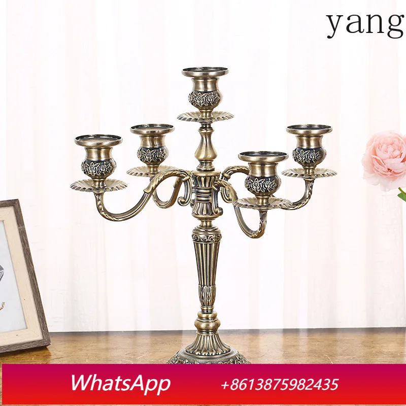 

YJQ metal three-headed five-headed candlestick European vintage creative romantic candlelight dinner metal wedding ornament