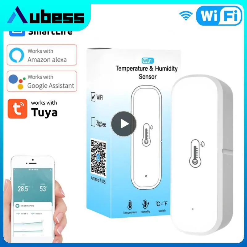 

TUYA WiFi Smart Temperature And Humidity Sensor Mini Design Easy To Install Monitor Voice Control Working With Alexa Home