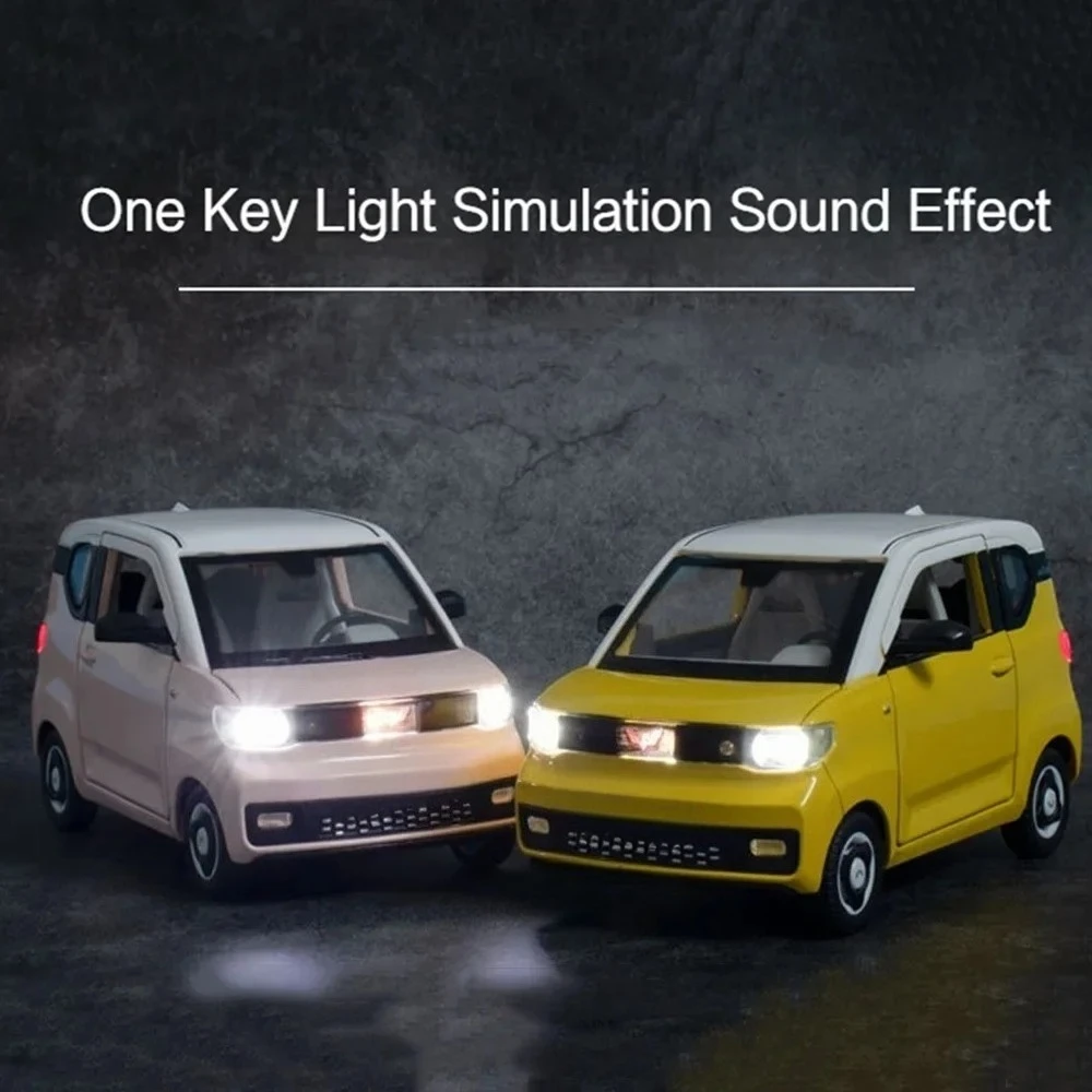 1:24 Schaal WULING MINIEV Speelgoed Modellen Auto's Met Licht En Geluid Rubberen Banden Voertuigen Wiel Trek Auto Speelgoed Peuter Kinderen Geschenken