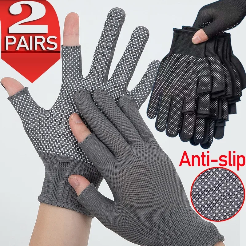 New Fingerless Gloves Non Slip Nylon Work Mittens For Sliding Screen Outdoors Cycling Driving Sports Glove Men Women White Black