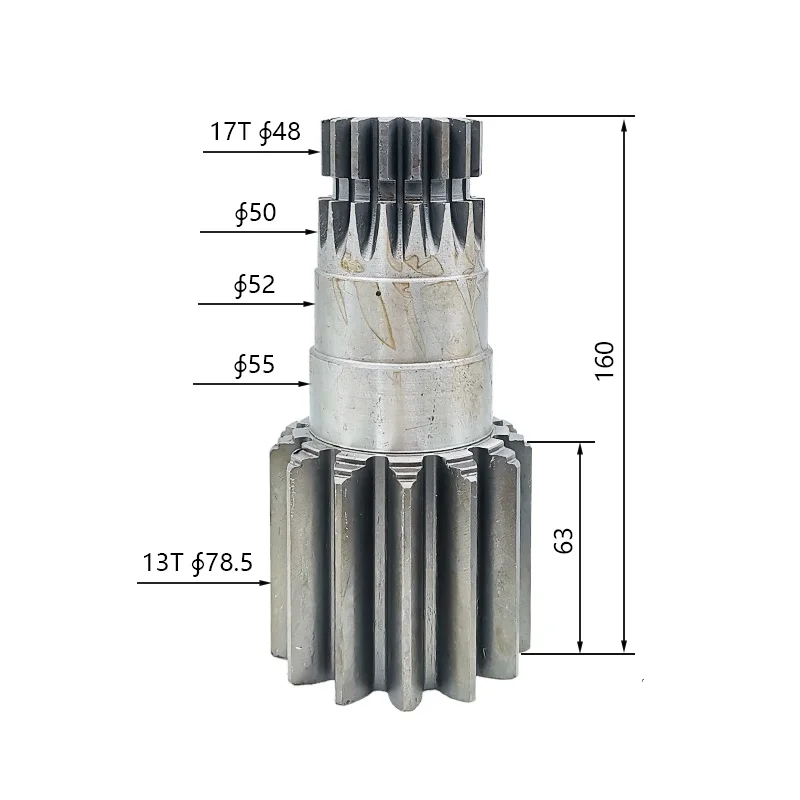 Mini Excavator Rotary Motor Vertical Shaft Gear 13/17 Teeth Suitable for Yuchai 35-6-7 And Komatsu PC40-1-7