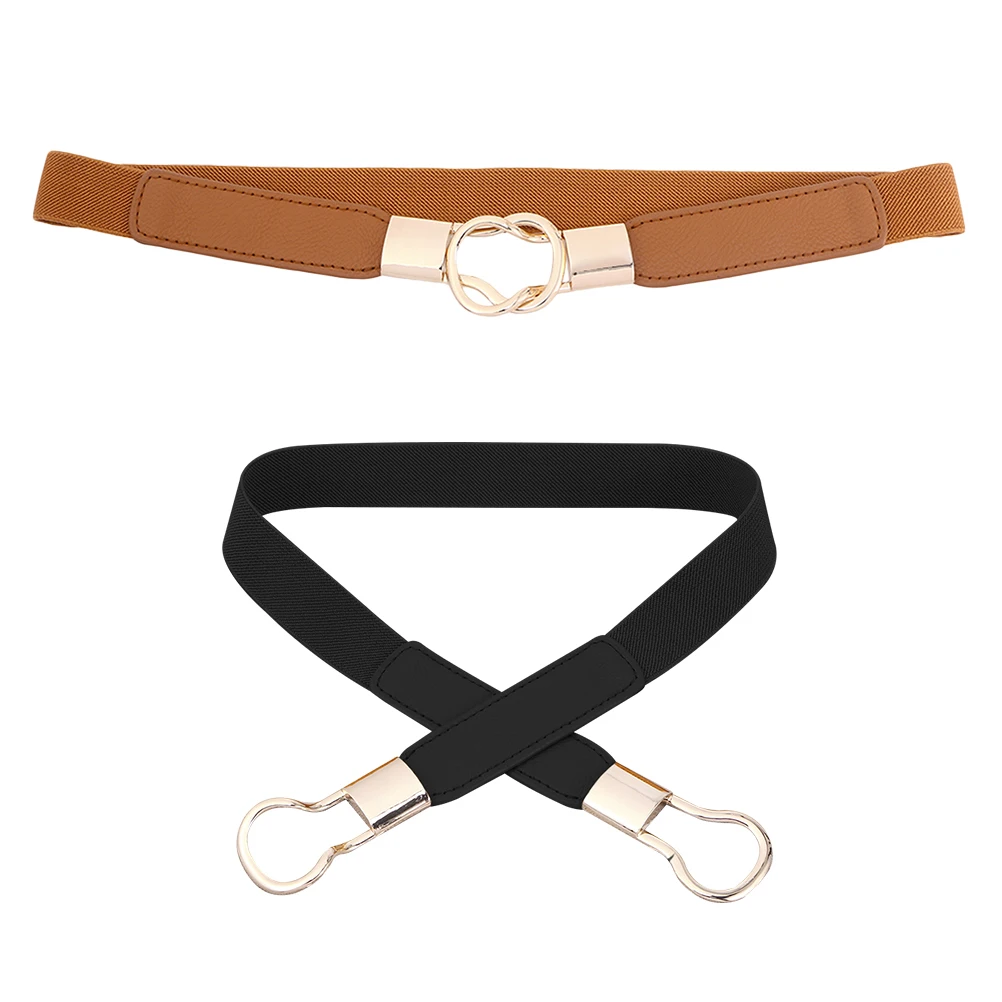 

2pcs Slim Dress Belts Elastic Vintage Weaving for Sweater Dresses Women Fashion Fancy Waist Belts